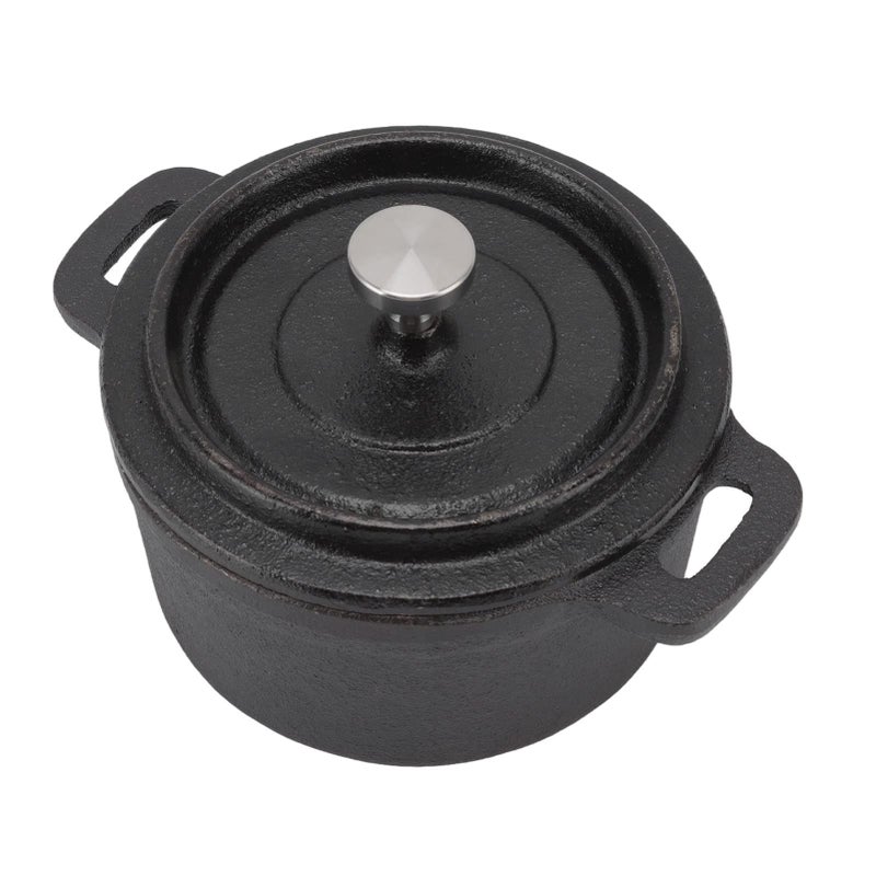 4 Inch Cast Iron Mini Dutch Oven With Lid Dual Handles For Camping Campfire Stove - Image 2