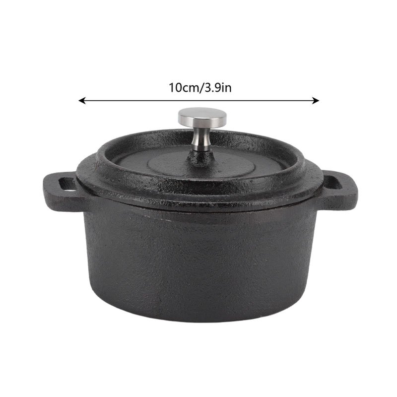 4 Inch Cast Iron Mini Dutch Oven With Lid Dual Handles For Camping Campfire Stove - Image 3