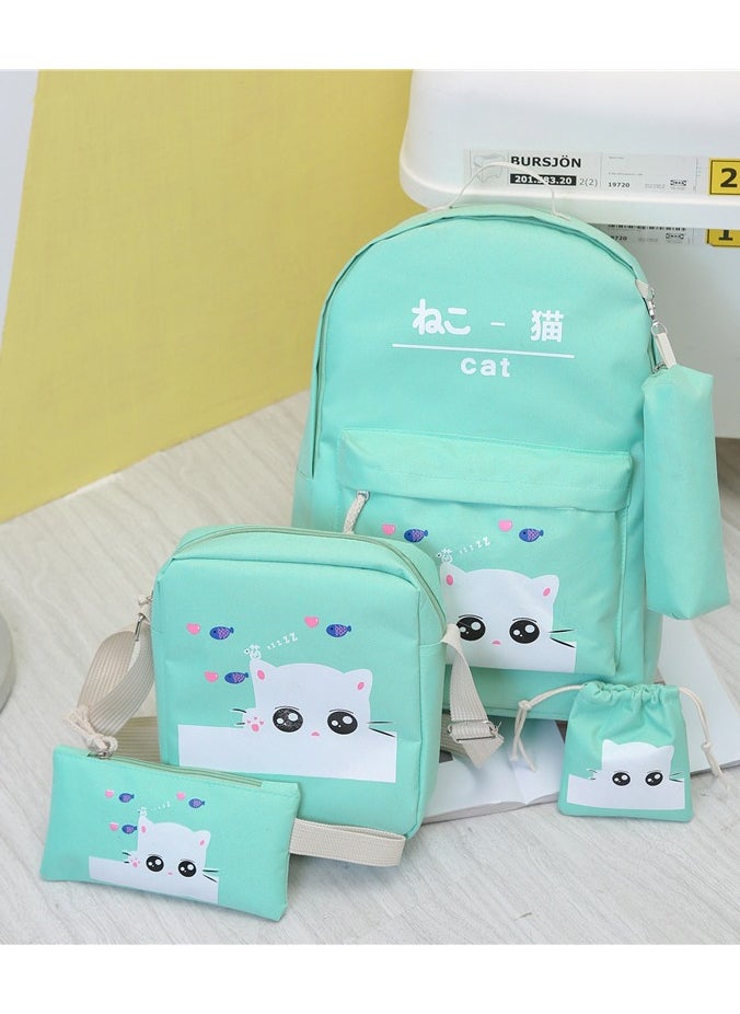 Generic 5-Piece Lovely School Backpack Set Green 