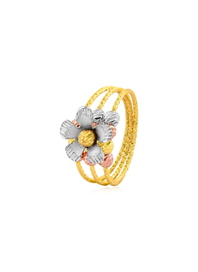 BAFLEH JEWELLERY Flower in Full Bloom  22kt 3-Tone Ball Ring by Bafleh Jewellery  - Image 1