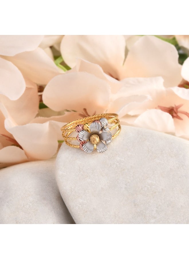 BAFLEH JEWELLERY Flower in Full Bloom  22kt 3-Tone Ball Ring by Bafleh Jewellery  - Image 4