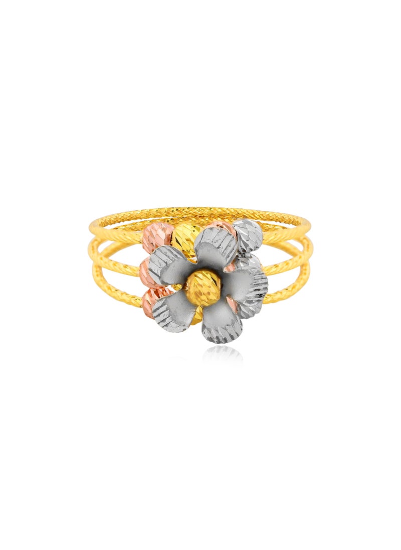 BAFLEH JEWELLERY Flower in Full Bloom  22kt 3-Tone Ball Ring by Bafleh Jewellery  - Image 2