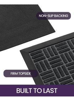 DEXI Front Door Mat Outside Entrance, All-Season Heavy Duty Rubber Doormat, Fade Resistant, Low-Profile, Easy Clean Patio Entryway, 24"X48", Maze Black  - Image 5