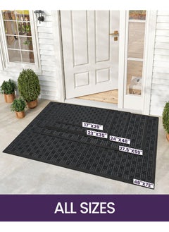 DEXI Front Door Mat Outside Entrance, All-Season Heavy Duty Rubber Doormat, Fade Resistant, Low-Profile, Easy Clean Patio Entryway, 24"X48", Maze Black  - Image 3