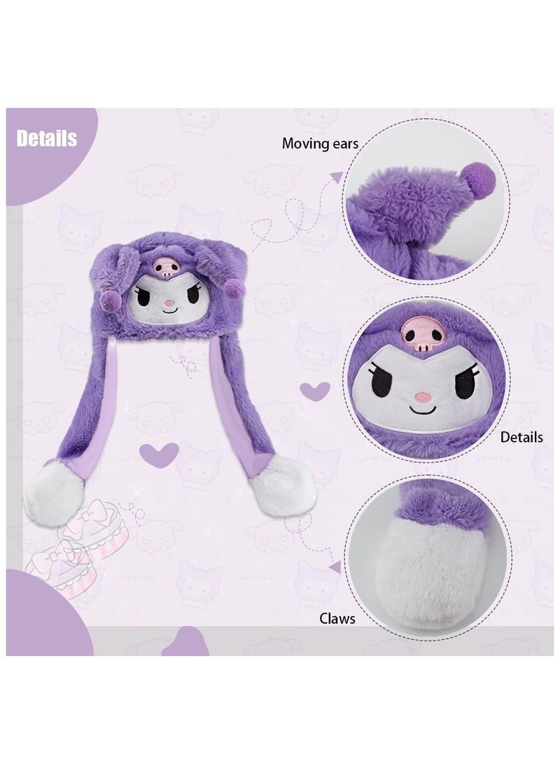 Toy Box Kuromi Purin Beanie Hat Can Moving Ears Hat with Shine Earflap Movable Ears Casual Animal Cap Beanies Gift - Image 2