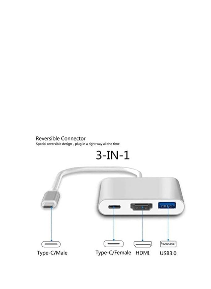Generic USB C to HDMI+Type-C+USB-A Adapter(3in1)OTG Cable Accessorie TV Digital AV Port Converter Projector Monitor Sync Screen Thunderbolt Charger Splitter 3.0 Mouse Port Adapter Cord for Samsung Google LG  - Image 2