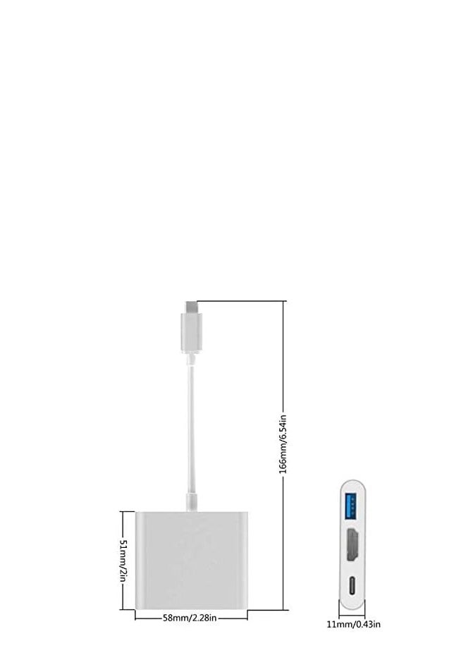 Generic USB C to HDMI+Type-C+USB-A Adapter(3in1)OTG Cable Accessorie TV Digital AV Port Converter Projector Monitor Sync Screen Thunderbolt Charger Splitter 3.0 Mouse Port Adapter Cord for Samsung Google LG  - Image 4