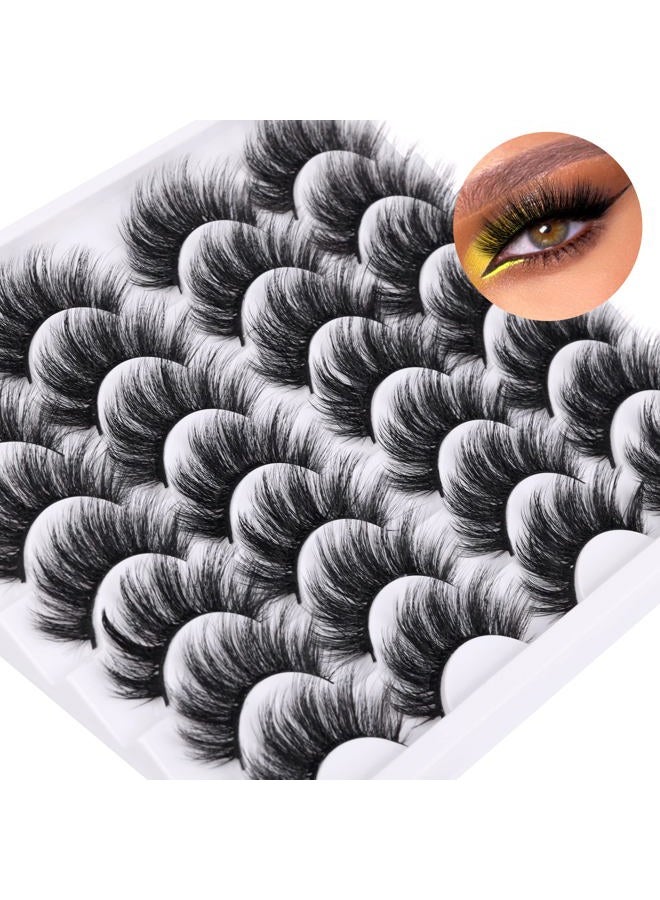 Newcally Lashes False Eyelashes Dramatic 20MM Faux Mink Lashes Pack 14 Pairs Wispy Long Thick Fluffy Strip Eye Lashes Multipack - Image 4