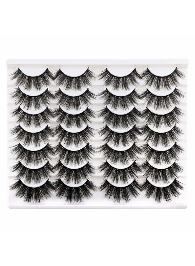 Newcally Lashes False Eyelashes Dramatic 20MM Faux Mink Lashes Pack 14 Pairs Wispy Long Thick Fluffy Strip Eye Lashes Multipack - Image 1