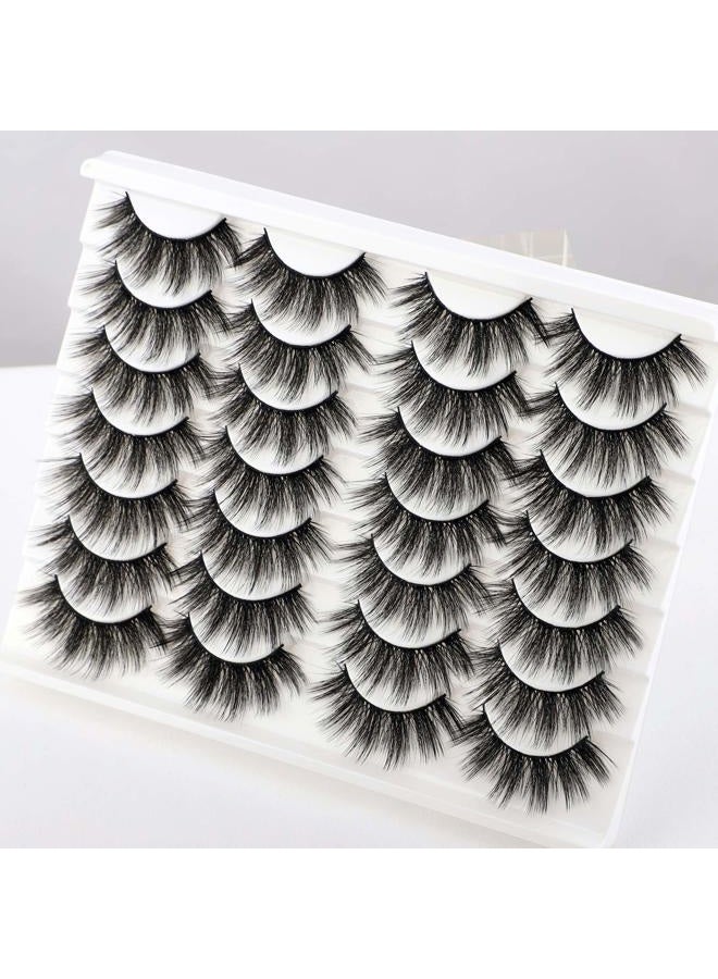 Newcally Lashes False Eyelashes Dramatic 20MM Faux Mink Lashes Pack 14 Pairs Wispy Long Thick Fluffy Strip Eye Lashes Multipack - Image 2
