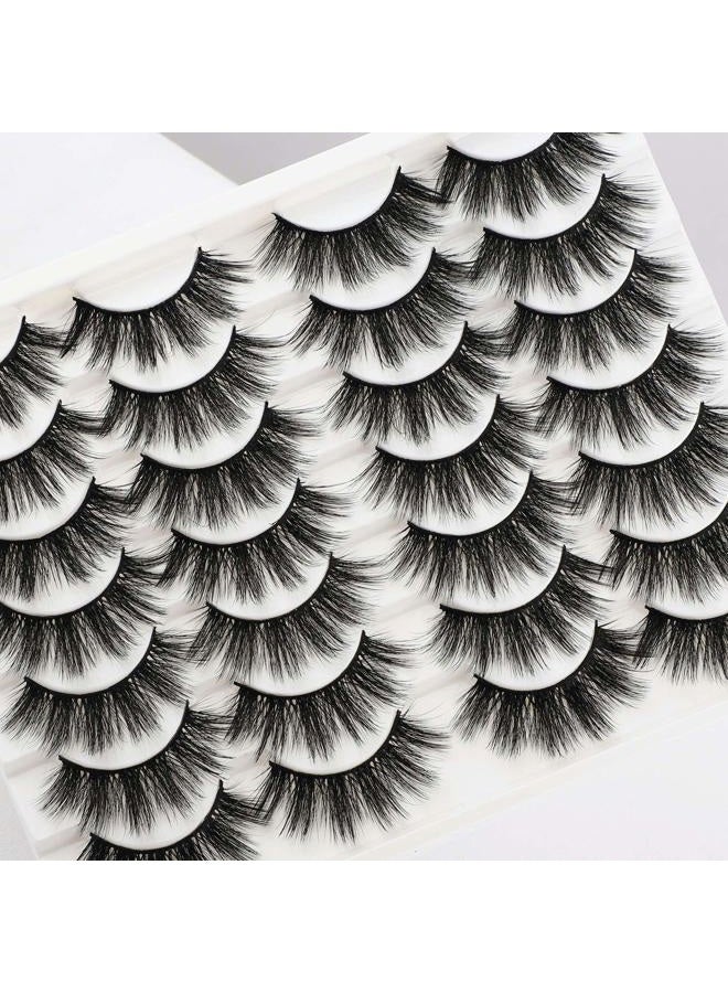 Newcally Lashes False Eyelashes Dramatic 20MM Faux Mink Lashes Pack 14 Pairs Wispy Long Thick Fluffy Strip Eye Lashes Multipack - Image 3