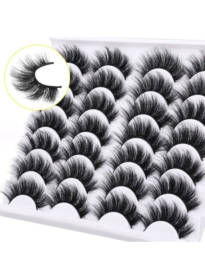 Newcally Lashes False Eyelashes Dramatic 20MM Faux Mink Lashes Pack 14 Pairs Wispy Long Thick Fluffy Strip Eye Lashes Multipack - Image 5