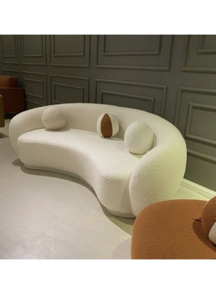 House One 3 Seater | Bouclé And Swedish Wood Sofa 85x85x230 cm- Beige - Image 1