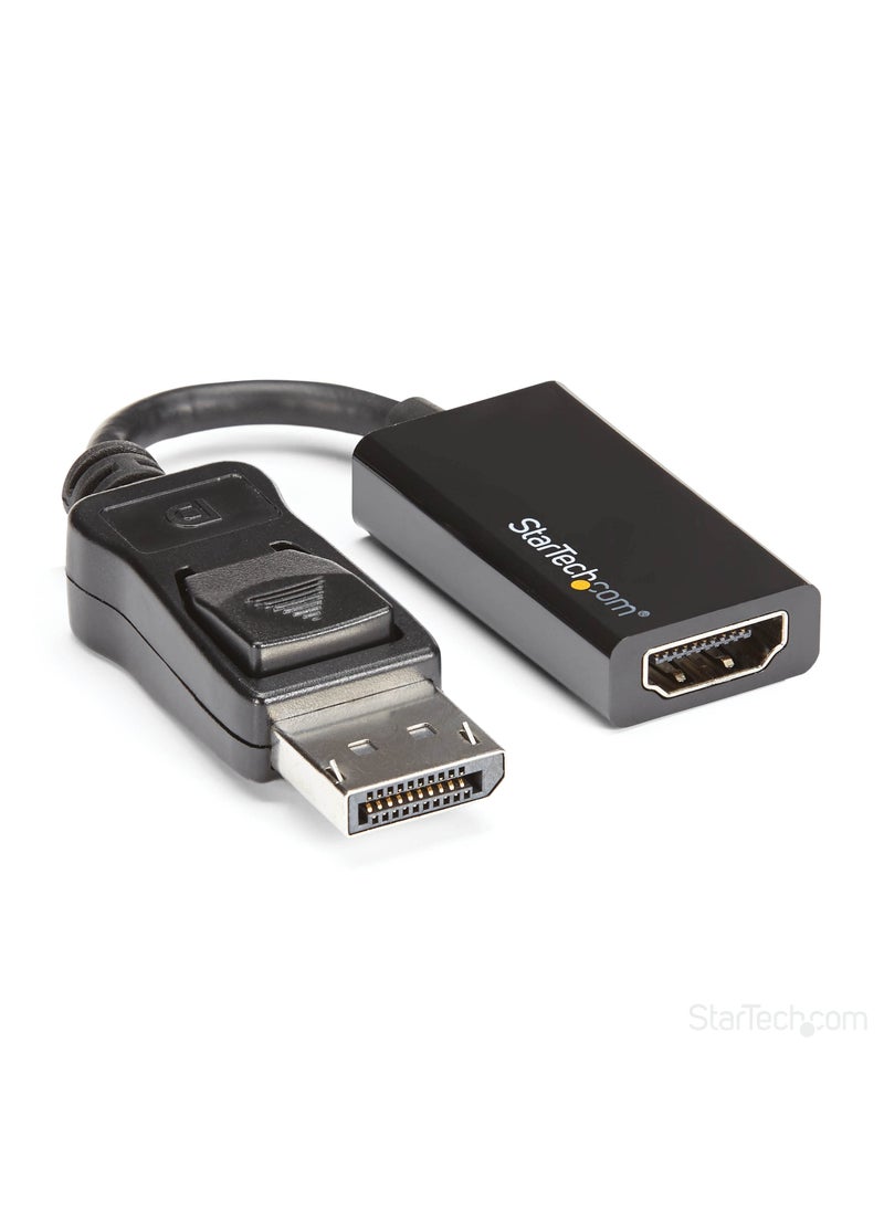 Startech.com StarTech.com DisplayPort to HDMI Adapter - 4K 60Hz Active DP 1.4 to HDMI 2.0 Video Converter - DP to HDMI Monitor/TV/Display Cable Adapter Dongle - Latching DP Connector (DP2HD4K60S), Black  - Image 1