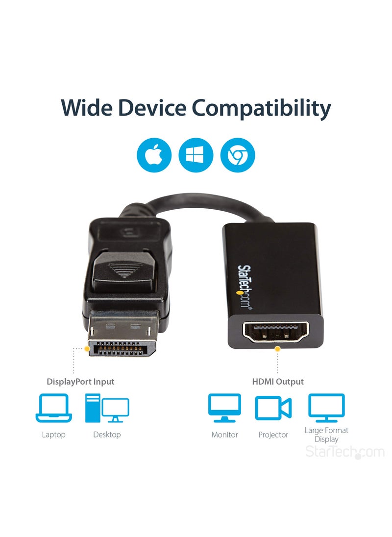 Startech.com StarTech.com DisplayPort to HDMI Adapter - 4K 60Hz Active DP 1.4 to HDMI 2.0 Video Converter - DP to HDMI Monitor/TV/Display Cable Adapter Dongle - Latching DP Connector (DP2HD4K60S), Black  - Image 5