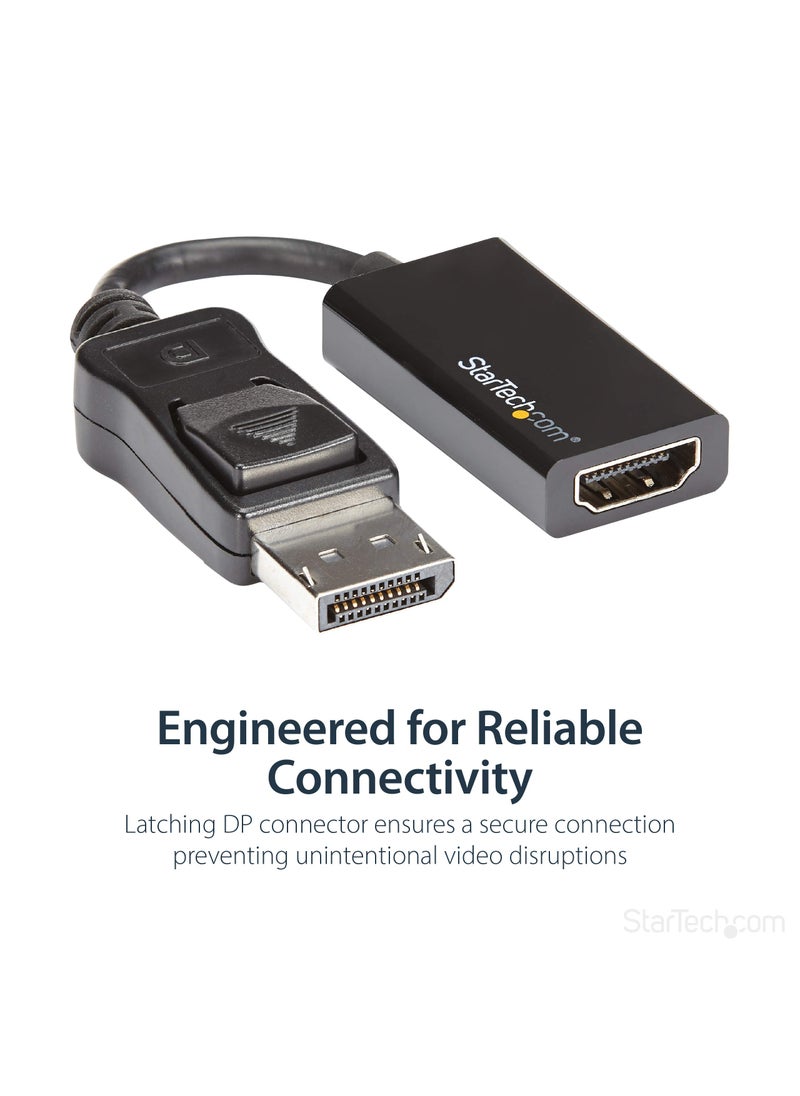 Startech.com StarTech.com DisplayPort to HDMI Adapter - 4K 60Hz Active DP 1.4 to HDMI 2.0 Video Converter - DP to HDMI Monitor/TV/Display Cable Adapter Dongle - Latching DP Connector (DP2HD4K60S), Black  - Image 4