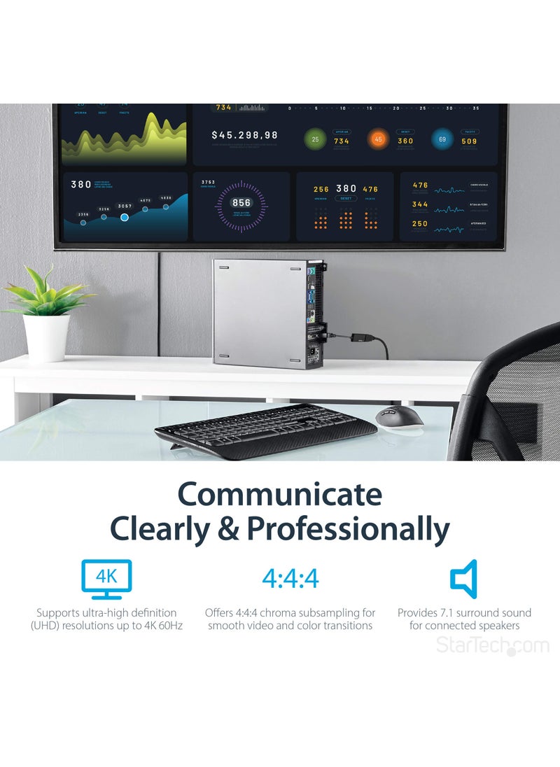 Startech.com StarTech.com DisplayPort to HDMI Adapter - 4K 60Hz Active DP 1.4 to HDMI 2.0 Video Converter - DP to HDMI Monitor/TV/Display Cable Adapter Dongle - Latching DP Connector (DP2HD4K60S), Black  - Image 3
