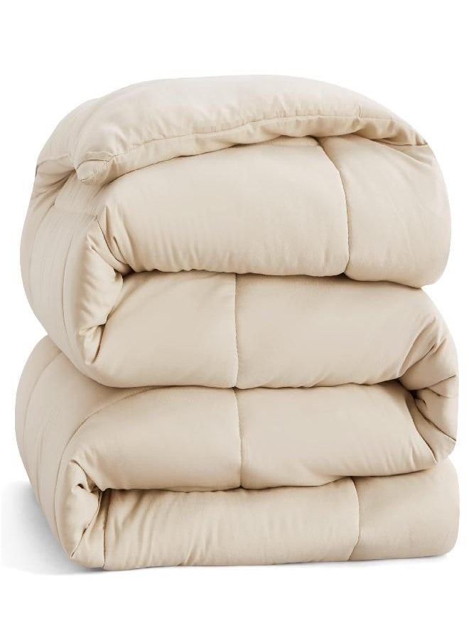 Bedsure Bedsure Duvet Insert King Comforter Beige - All Season Quilted Down Alternative Comforter for King Bed, 300GSM Mashine Washable Microfiber Bedding Comforter with Corner Tabs  - Image 2
