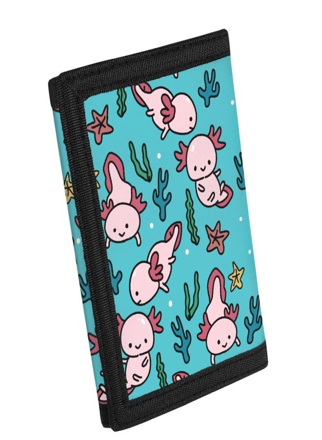 Flashideas Cute Axolotls Customed Trifold Nylon Wallet for Girls 10-12 Cute Minimalist Coin Purse Thin Large Capacity Wallet for Women Mini Pocket Size Gifts for Friends - Image 1