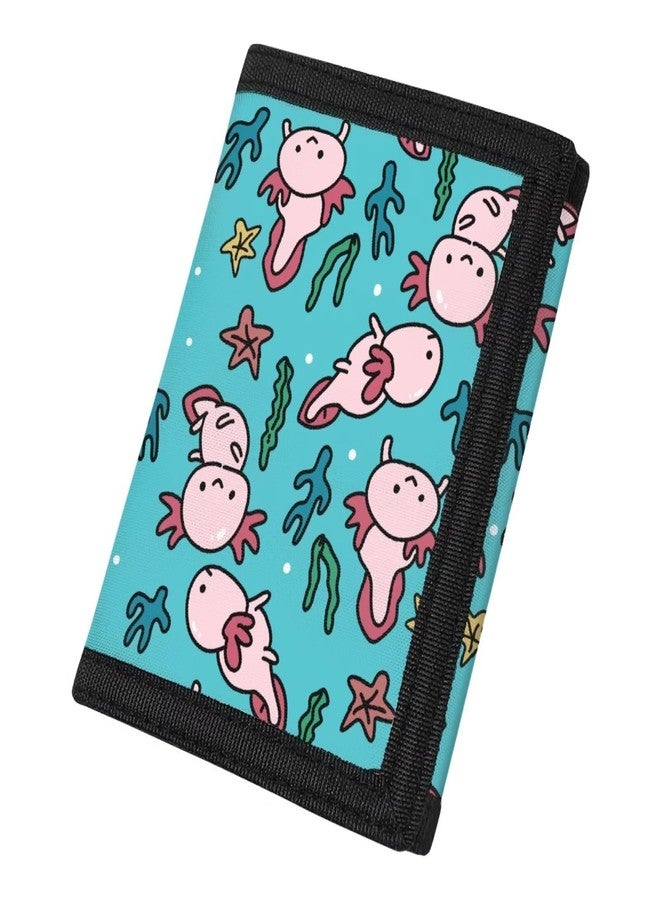 Flashideas Cute Axolotls Customed Trifold Nylon Wallet for Girls 10-12 Cute Minimalist Coin Purse Thin Large Capacity Wallet for Women Mini Pocket Size Gifts for Friends - Image 2