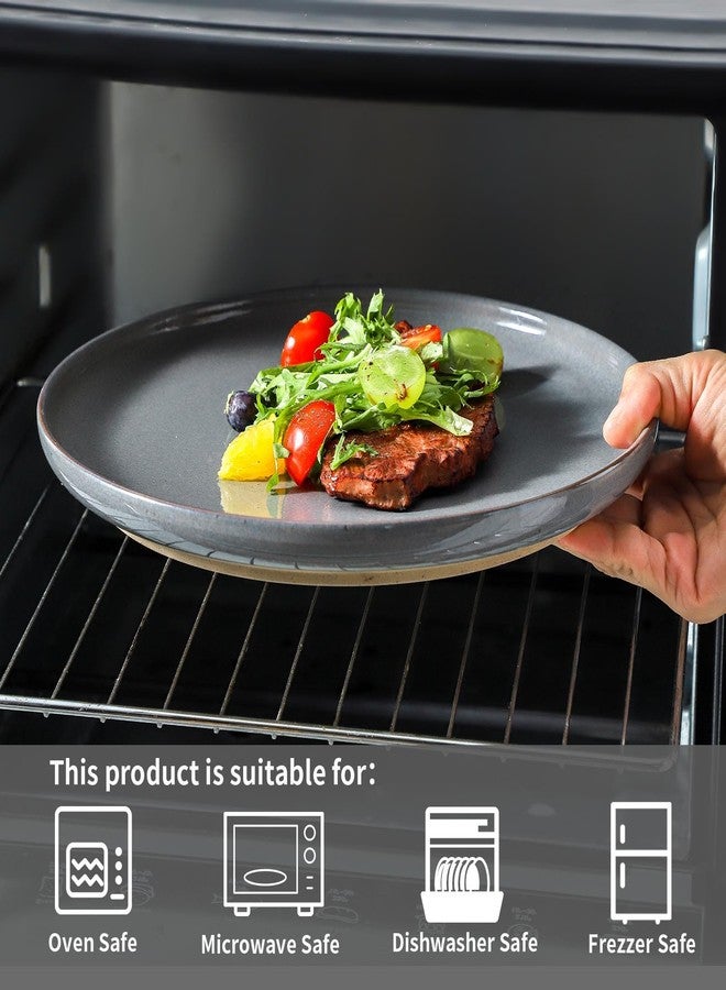 HASENSE Gray Dinner Plates Set of 4-10 Inch Ceramic Plates for Steak Pasta Salad and Kitchen, Large Porcelain Dishes - Microwave Dishwasher Oven Safe, Housewarming Gift - Image 5