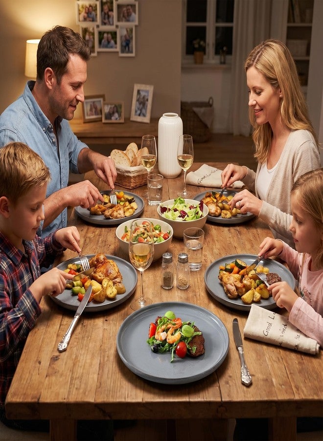 HASENSE Gray Dinner Plates Set of 4-10 Inch Ceramic Plates for Steak Pasta Salad and Kitchen, Large Porcelain Dishes - Microwave Dishwasher Oven Safe, Housewarming Gift - Image 2