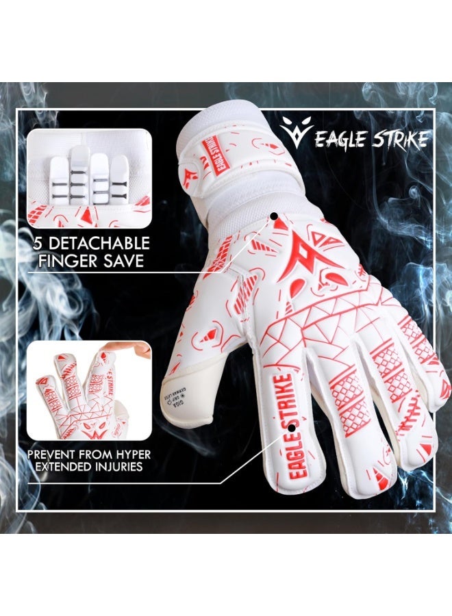 Eagle Strike Soccer Goalie Gloves - Fingers Protection, Sizes 5 to 11, 4mm German Giga Latex Pro-Level Gloves - Image 2