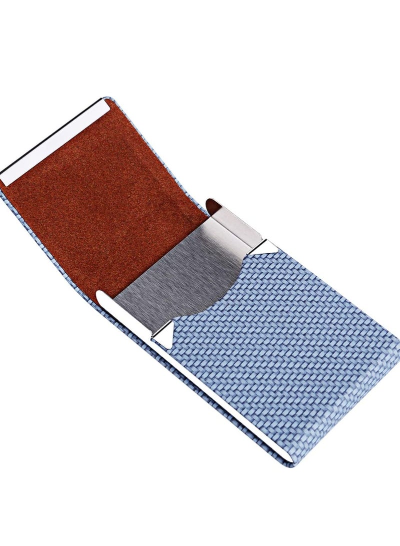 Barakah Business Card Holder, PU Leather Case Pocket Holders for Men or Women, Metal Slim Name Holder RFID Blocking Carrier with Magnetic Closure(Blue) - Image 5