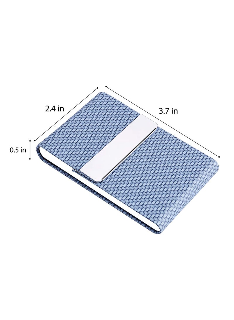 Barakah Business Card Holder, PU Leather Case Pocket Holders for Men or Women, Metal Slim Name Holder RFID Blocking Carrier with Magnetic Closure(Blue) - Image 4