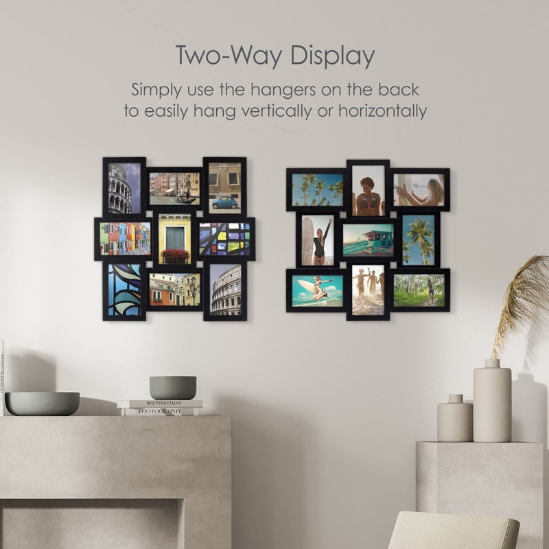 Melannco 18 Inch Black Collage Picture Frame - Multi-photo Frame with 9 Openings - Four 6x4 and Five 4x6 Slots - Wall-mounted Gallery Frame for Family Photos - Home Decor Multi Picture Frame - Image 4