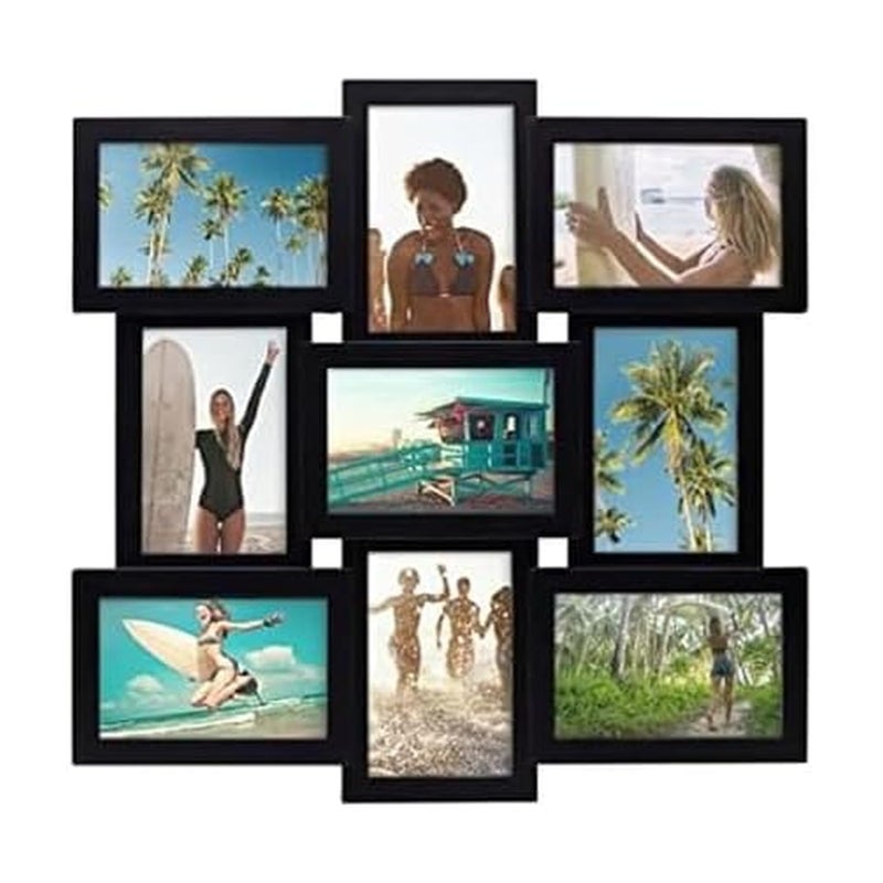 Melannco 18 Inch Black Collage Picture Frame - Multi-photo Frame with 9 Openings - Four 6x4 and Five 4x6 Slots - Wall-mounted Gallery Frame for Family Photos - Home Decor Multi Picture Frame - Image 1