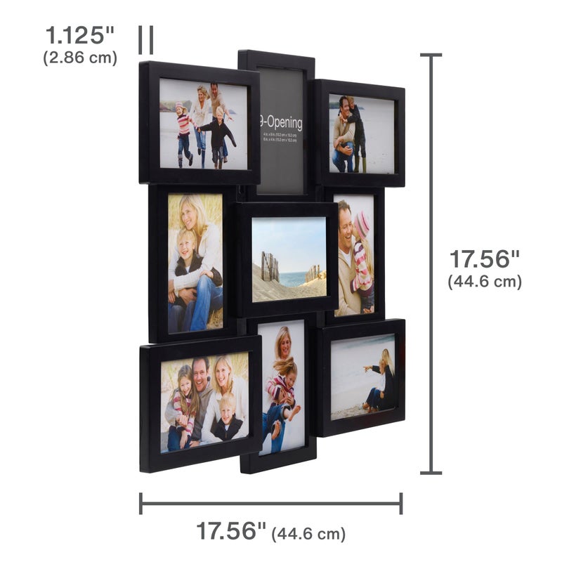 Melannco 18 Inch Black Collage Picture Frame - Multi-photo Frame with 9 Openings - Four 6x4 and Five 4x6 Slots - Wall-mounted Gallery Frame for Family Photos - Home Decor Multi Picture Frame - Image 3