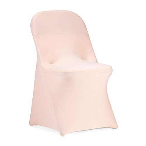 Peomeise Stretch Spandex Folding Chair Cover for Wedding Party Dining Banquet Event (Blush Pink,12pcs) - Image 1