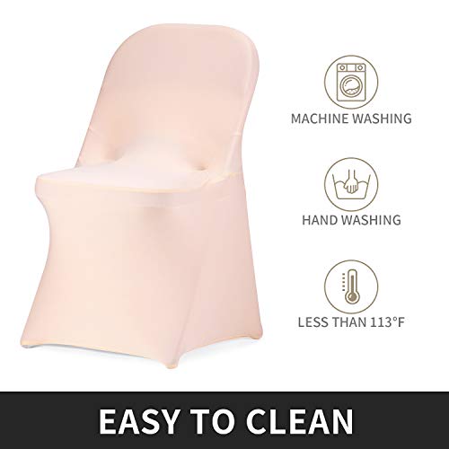 Peomeise Stretch Spandex Folding Chair Cover for Wedding Party Dining Banquet Event (Blush Pink,12pcs) - Image 4