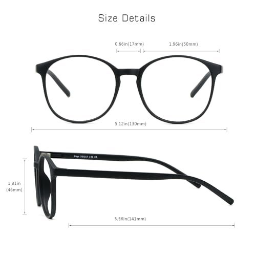 VisionGlobal Blue Light Blocking Glasses for Women Men, Oval Frame Computer Reading Glasses(Black,+0.50 Magnification) - Image 3