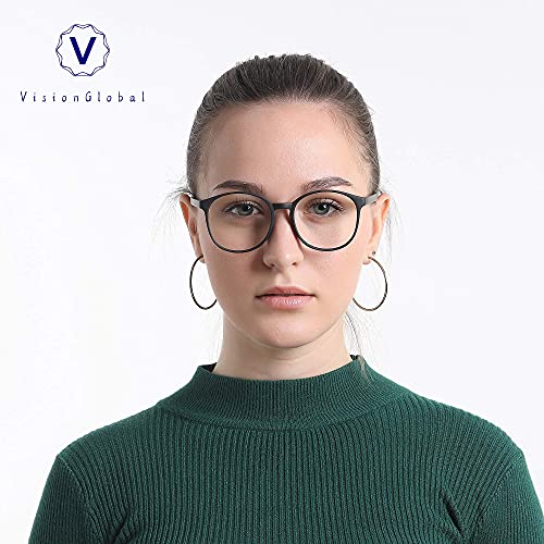 VisionGlobal Blue Light Blocking Glasses for Women Men, Oval Frame Computer Reading Glasses(Black,+0.50 Magnification) - Image 5