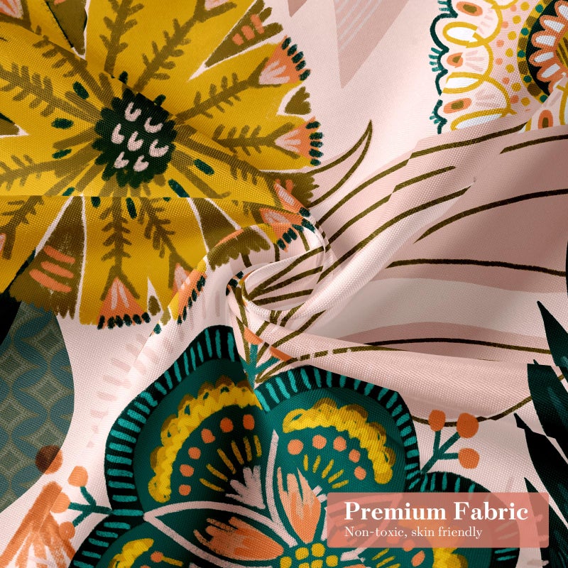 Mitovilla Boho Floral Surtain Surtain Abstrict استوائية أوراق الدش ستائر لأنيقة الحمام الأنيقة القماش القماش القماش الستار الحديثة زهرة ملونة 72x72 - Image 5