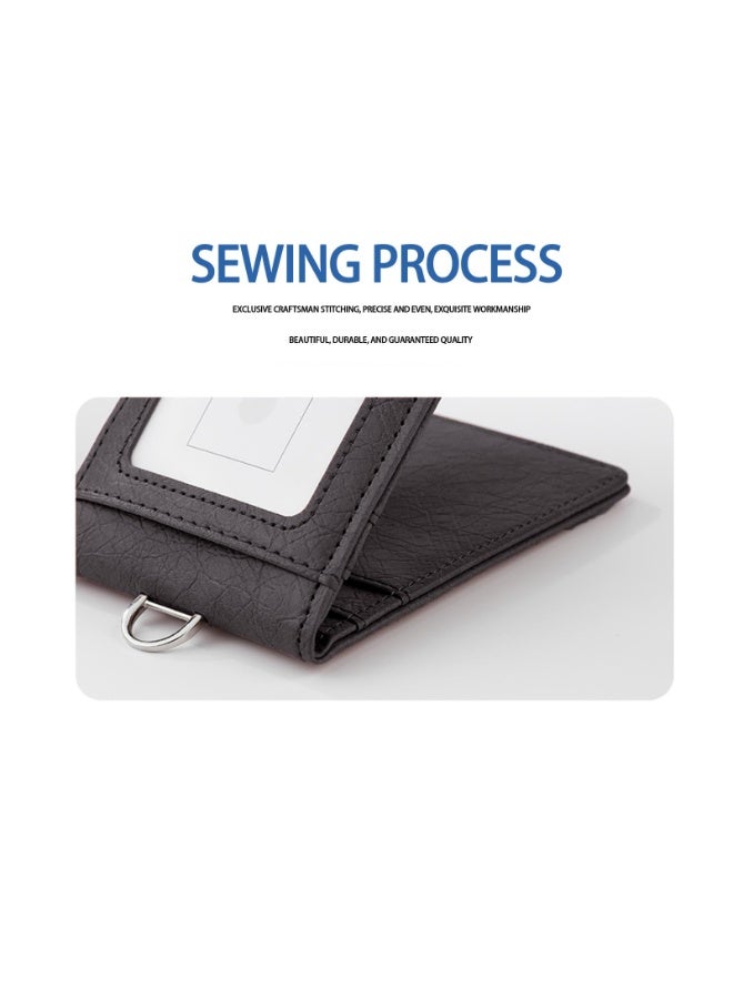 ID card leather, Multi slot ID card holder Leather large capacity can hold multiple bank cards, ID cards, business cards, subway cards, etc - Image 3