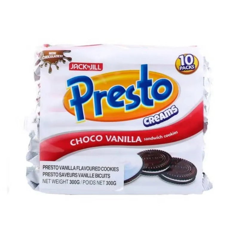 Jack N Jill Presto Creams Choco Vanilla Sandwich Cookies- 10X30gms