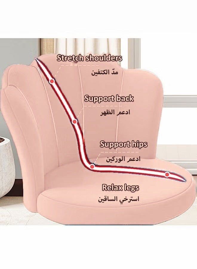 Home Office Desk Chair, Modern Vanity Chair with Back, 360° Swivel Velvet Task Chair, Adjustable Height Upholstered Computer Chairs for Bedroom, Study, Small Space, Easy to Assemble (Pink) - Image 3