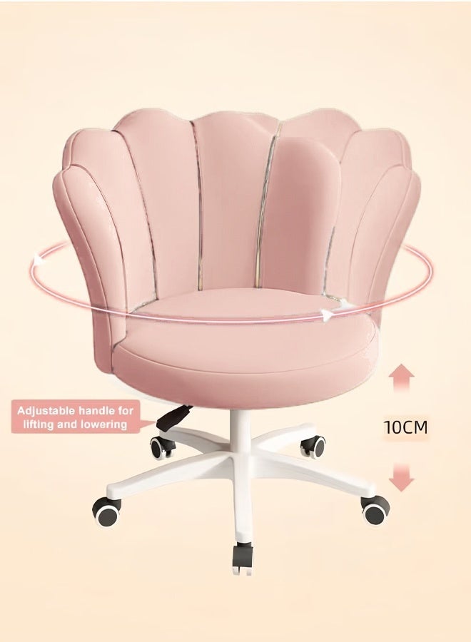 Home Office Desk Chair, Modern Vanity Chair with Back, 360° Swivel Velvet Task Chair, Adjustable Height Upholstered Computer Chairs for Bedroom, Study, Small Space, Easy to Assemble (Pink) - Image 5