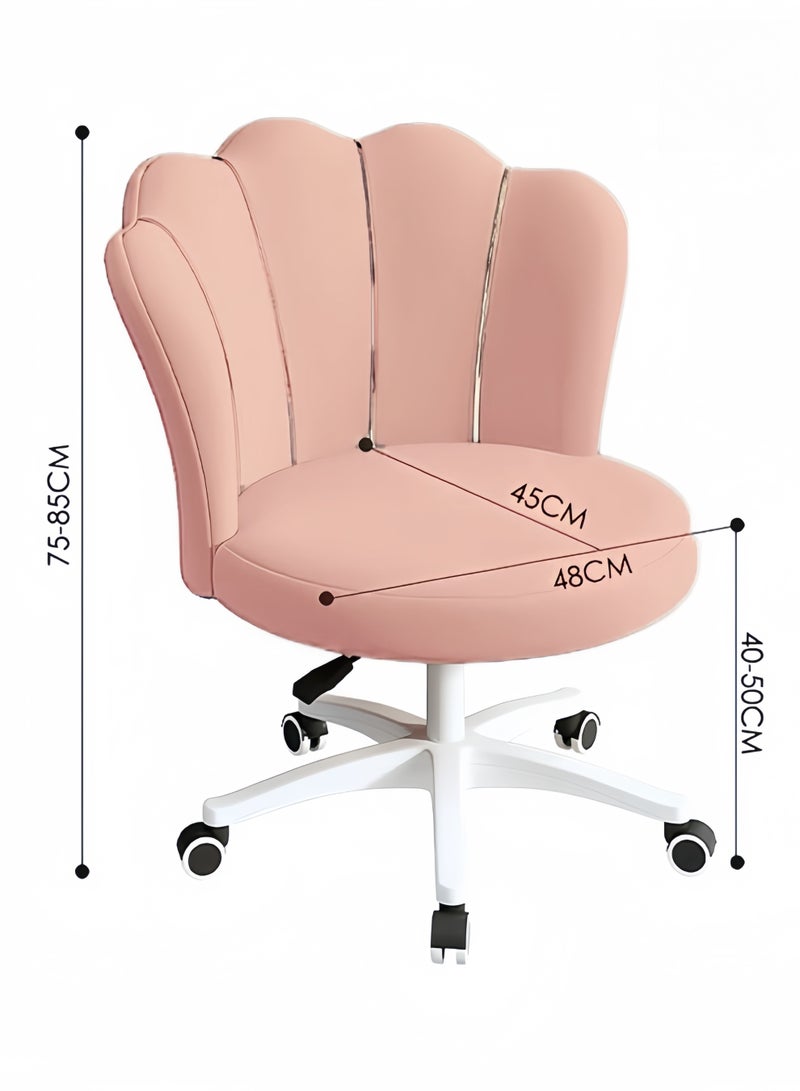 Home Office Desk Chair, Modern Vanity Chair with Back, 360° Swivel Velvet Task Chair, Adjustable Height Upholstered Computer Chairs for Bedroom, Study, Small Space, Easy to Assemble (Pink) - Image 2
