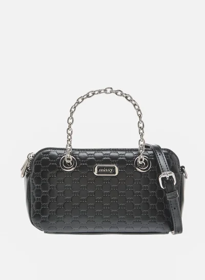MISSY Women Logo Embossed Crossbody Bag with Detachable Strap and Zip Closure