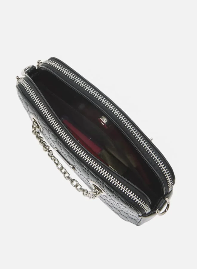 MISSY Women Logo Embossed Crossbody Bag with Detachable Strap and Zip Closure
