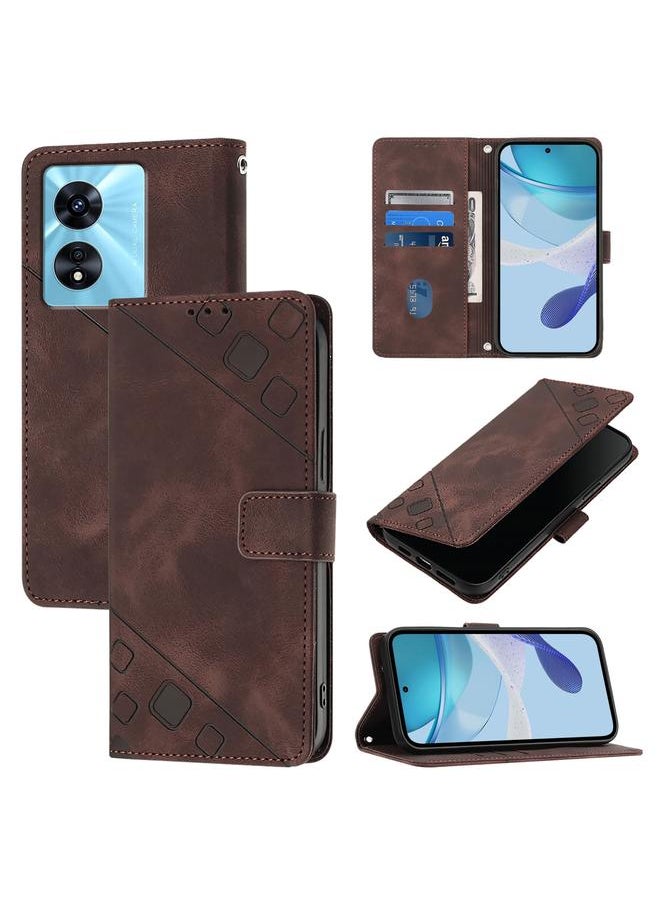 إيروريكس - جراب هاتف من الجلد المنقوش الملمس لهاتف OnePlus Nord N300 (بني) - Image 1