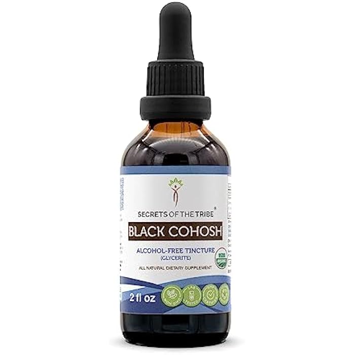 Secrets of the Tribe Black Cohosh USDA Organic | Alcohol-Free Extract, High-Potency Herbal Drops | Made from 100% Certified Organic Black Cohosh (Cimicifuga Racemosa) Dried Root 2 oz - Image 1