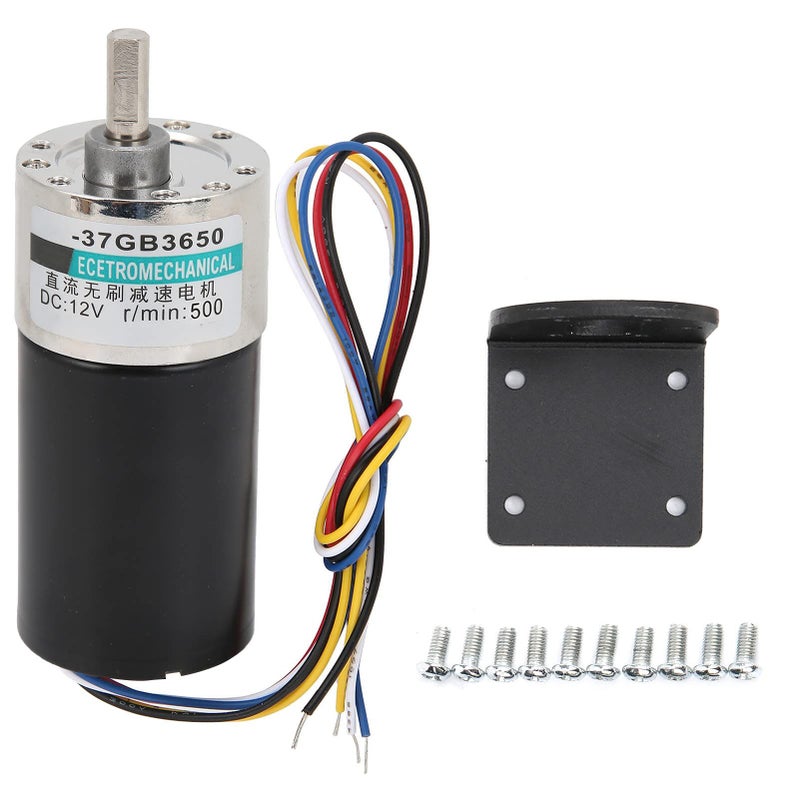 Metal Gear DC Brushless Motor 12V Speed Reducer With Bracket 500rpm For Measuring Instruments - Image 2