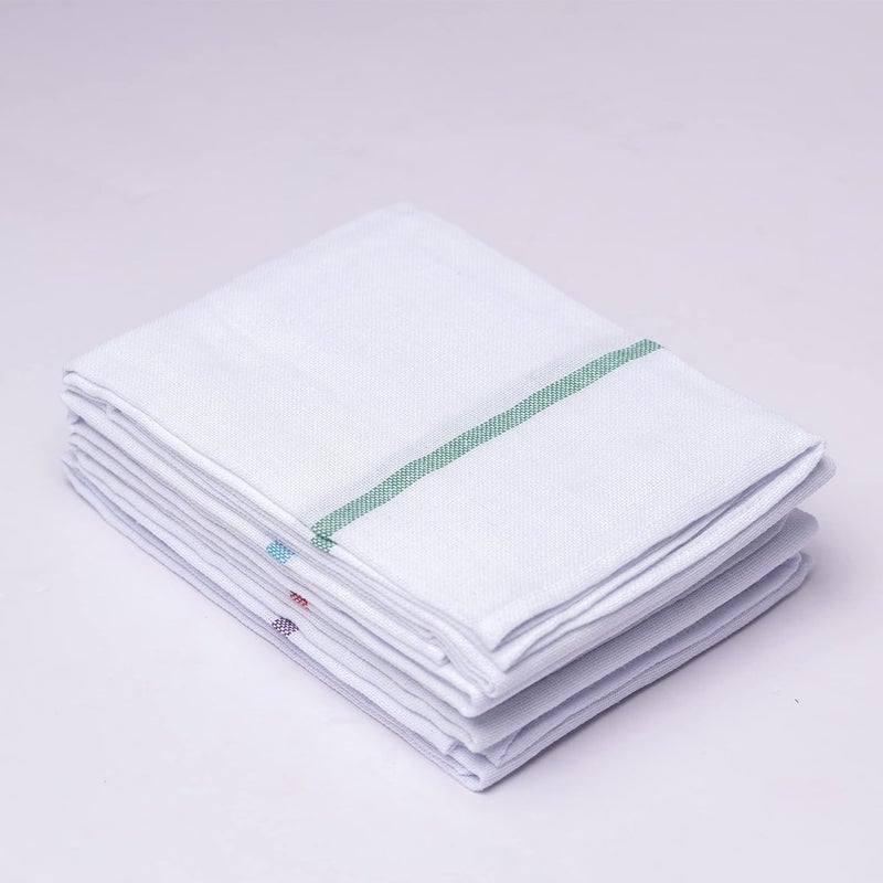 YATTA Kerala Thorthu Traditional Bath Towel Pure Cotton End Finished Pack Of 4 Towels XLarge 57 X 29 145X735 Cm 130 TC 145 Centimeters White
