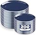 KIRE 200PCS Blue Plastic Plates with Silver Rim Navy Blue Plastic Plates Include 100 Dinner Dessert Plate Heavy Duty Dark Blue Disposable Plate for HanukkahPartiesWedding - Image 1