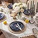 KIRE 200PCS Blue Plastic Plates with Silver Rim Navy Blue Plastic Plates Include 100 Dinner Dessert Plate Heavy Duty Dark Blue Disposable Plate for HanukkahPartiesWedding - Image 4